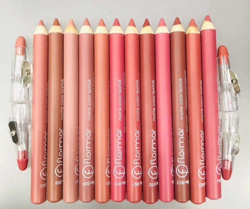Set Of 12/6 Pcs Matte Nude Colors Lip Liners