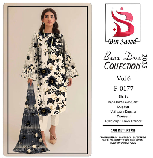 | Binsaeed | Bana Dora 3piece Unstitched Suit Summaer Lawn Collection