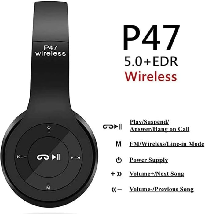 P47 Bluetooth Foldable Headset with Microphone