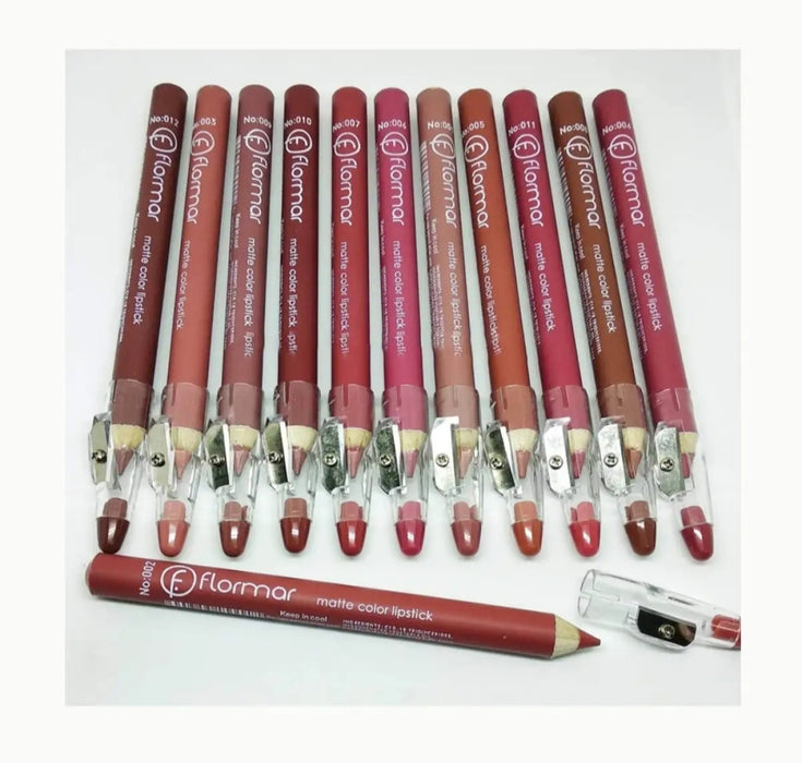 Set Of 12/6 Pcs Matte Nude Colors Lip Liners
