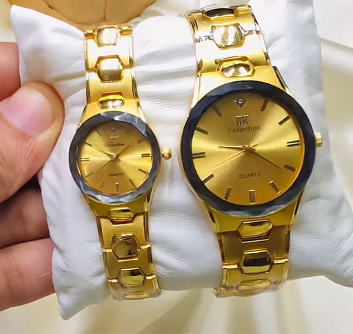 Gold Couple Watch Set – Luxury Quartz
