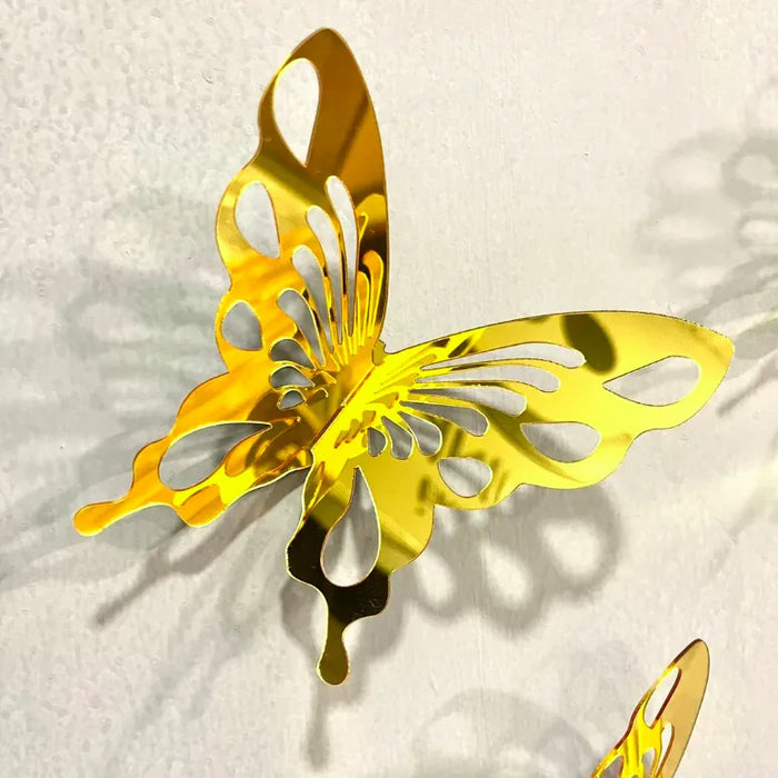 0 Pcs 3d Butterfly Mirror Acrylic Wall Art