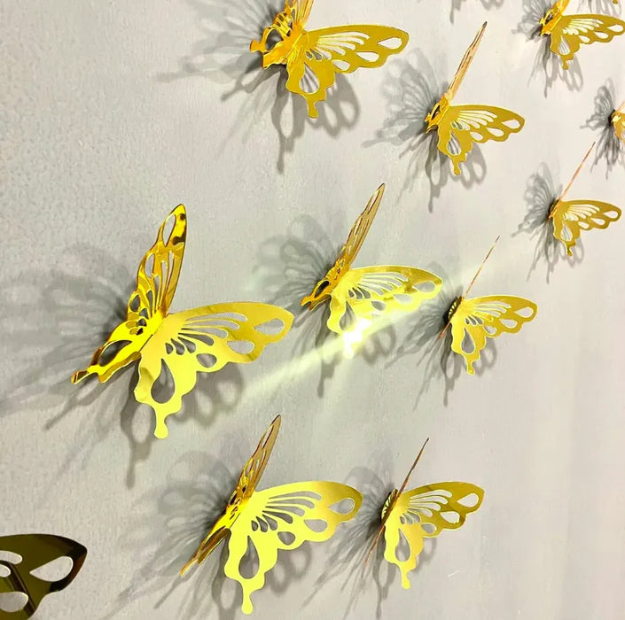 0 Pcs 3d Butterfly Mirror Acrylic Wall Art